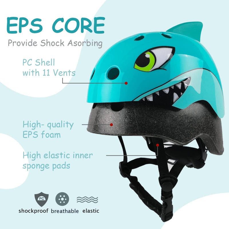 Anharluka Youth Kids Bike Helmet  Adjustable and Multi-Sport for Child Boys and Girls  2 Sizes for Kids Age 8-10-12-14 (Blue Shark  Medium) - Image 3